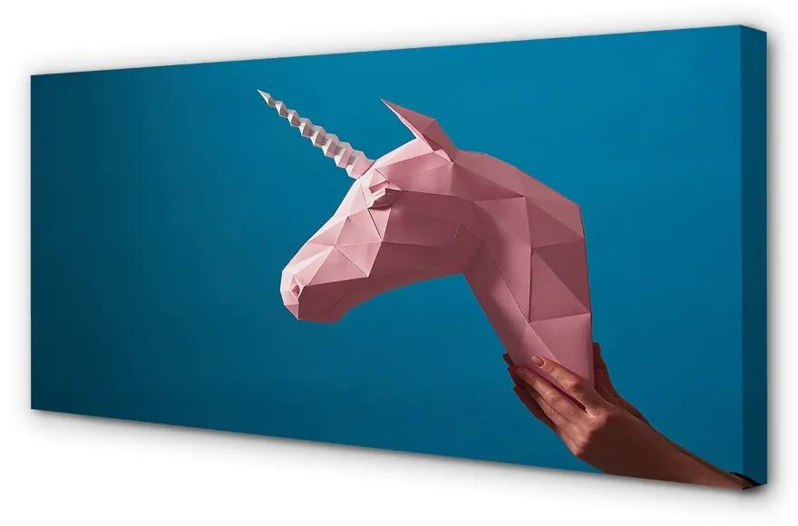 Obraz na plátne Ružový jednorožec origami 120x60 cm