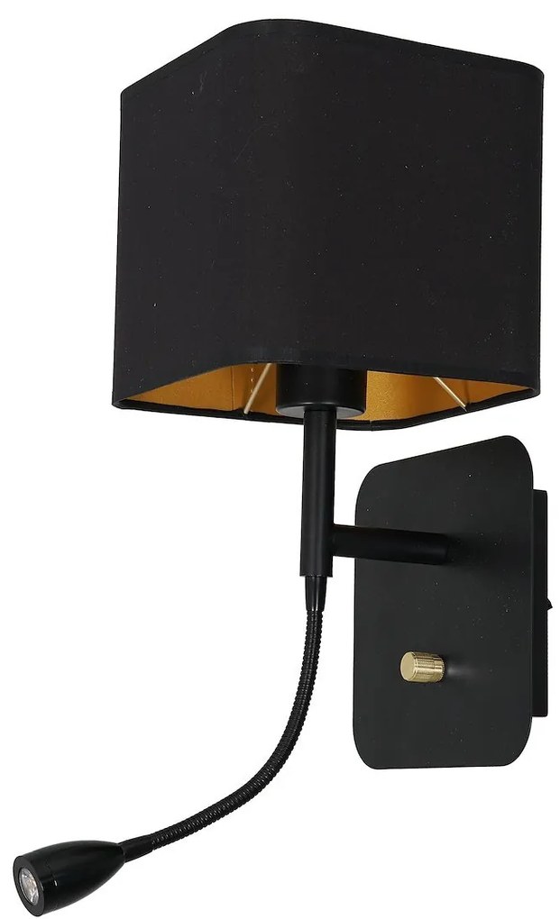 EUlight Nástenné svietidlo Napoli, 1x čierne textilné tienidlo + 1xLED 1w, b/g