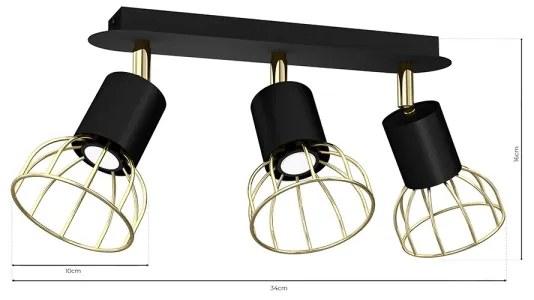 Bodové svietidlo DANTE 3xGU10/25W/230V čierna/zlatá