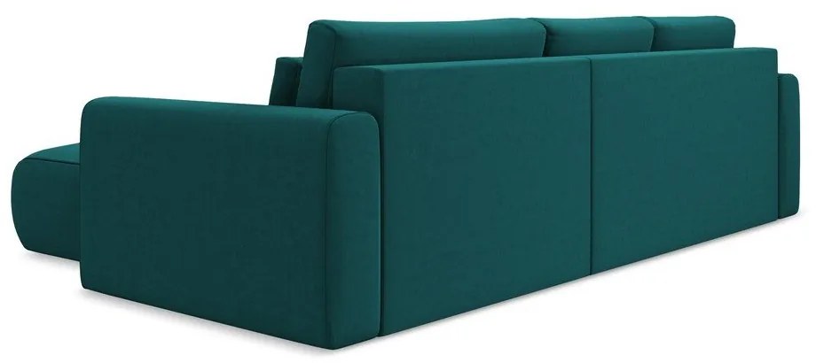 Tyrkysovomodrá zamatová rozkladacia/s úložným priestorom rohová pohovka (pravý roh/s leňoškou) Kapua – Makamii