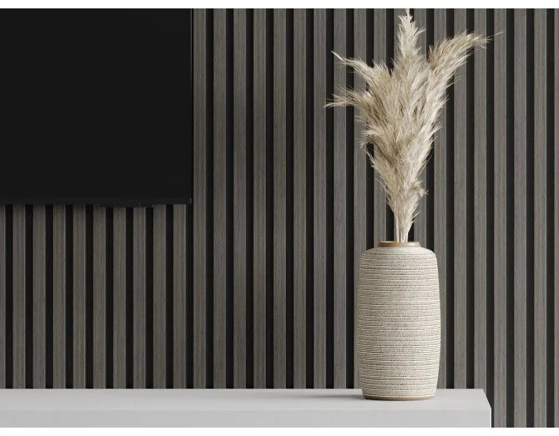 Mexen Lam-F, akustické stenové lamely 275 × 30 cm, plstený podklad 8 mm, technická dyha, dub ónyxový, S105-275307-3015-010