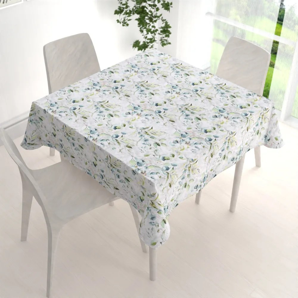 Biante Bavlnený štvorcový obrus Sandra SA-400 Mintovo-zelený eukalyptus 150x150 cm