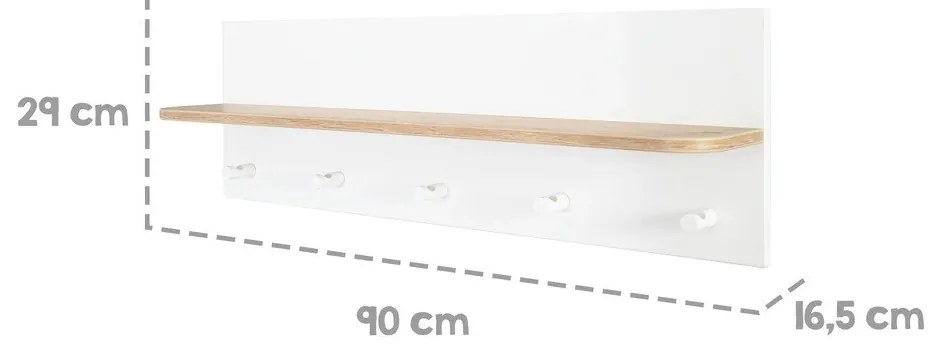 Nástenný detský vešiak v dekore duba v bielo-prírodnej farbe Ava – Roba