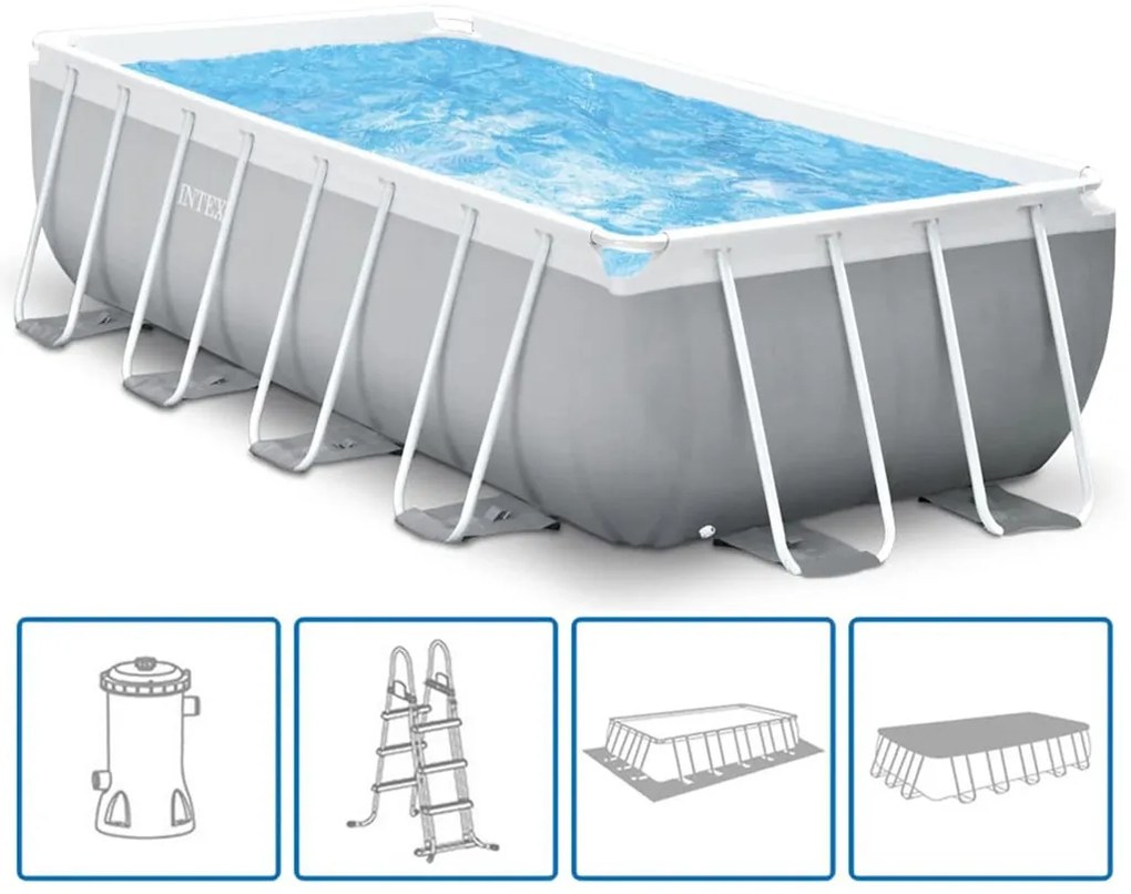 INTEX PRISM FRAME RECTANGULAR PREMIUM POOLS Bazén set 488 x 244 x 107 cm 26792GN