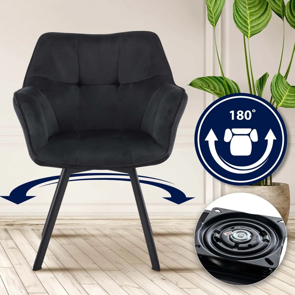 Jedálenská stolička Jordi zamat - čierna