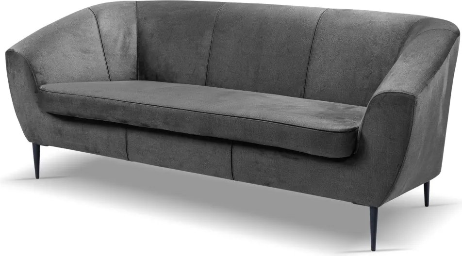 Trojmiestna pohovka Olivio, stredne šedá zamatová látka