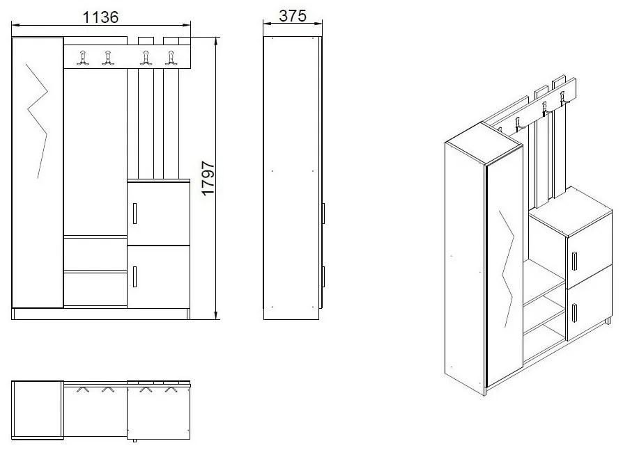 Predsieňová zostava Dano White and Atlantic Pine