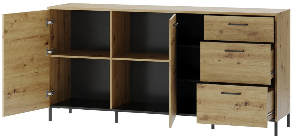Komoda Lucas II 48 180 cm dub Artisan/čierna