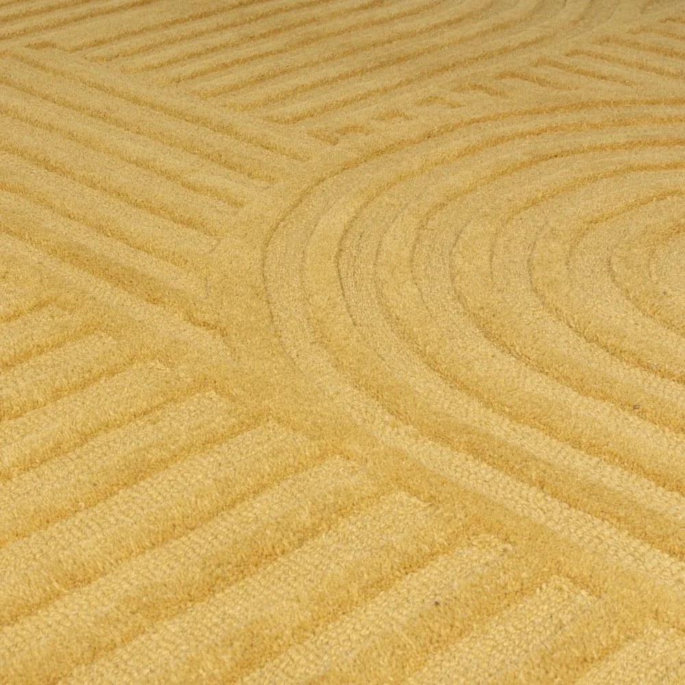 Žltý vlnený koberec Flair Rugs Zen Garden, 160 x 230 cm