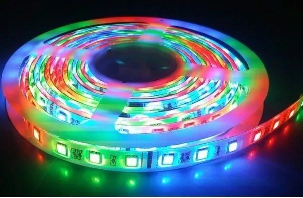 Optonica sada 5m RGB LED pásik vodeodolný 54 SMD3528/m, 4.8W/m, IP65 + zdroj + RGB ovládač