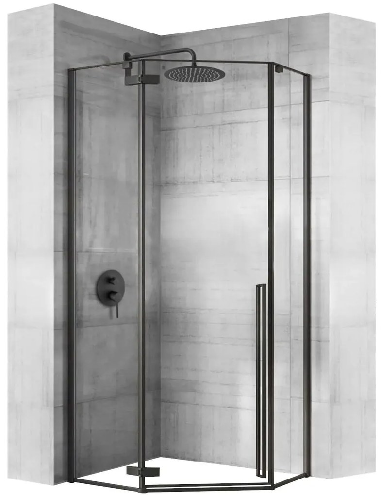 Rea Diamond Black, päťuholníkový sprchový kút 90 x 90 cm, 6mm číre sklo, čierna matná, REA-K5622