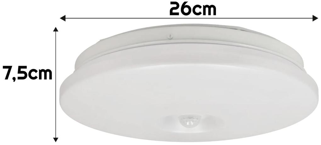 ECOLIGHT LED stropné svietidlo PIR - 12W - IP44 - neutrálna biela - senzor pohybu