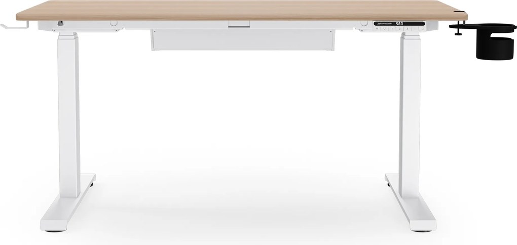 Elektrický stôl s nastaviteľnou výškou ergonomický biely/dub sonoma,1200x600 mm: ARIA