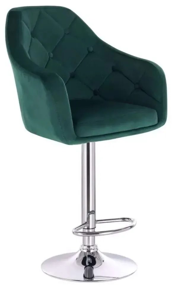 LuxuryForm DESIGN Barová stolička ANDORA VELUR na striebornom tanieri - zelená