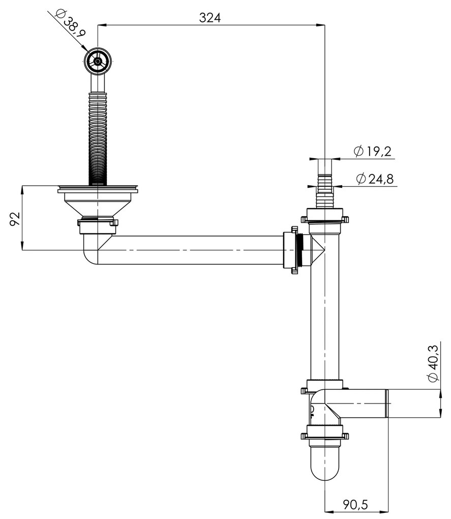 Sink Quality Ferrum, kuchynský granitový drez 565x510x205 mm + zlatý sifón, biela, SKQ-FER.W.1K60.XG