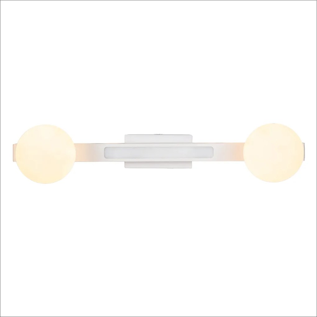 Nástenné svietidlo Magnet1, 2x biele sklenené tienidlo + 1x LED 13W, w