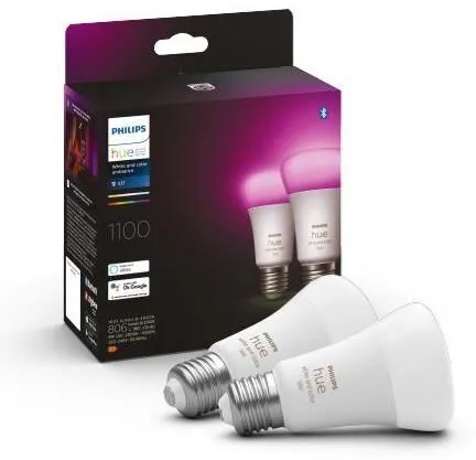 PHILIPS HUE Múdra LED stmievateľná žiarovka HUE s funkciou RGB, E27, A60, 9W, 1100lm, teplá biela-studená biela,