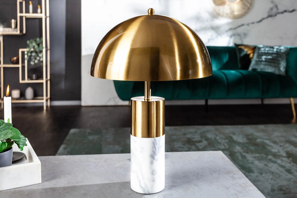 Stolná lampa Burlesque zlatá mramorová biela