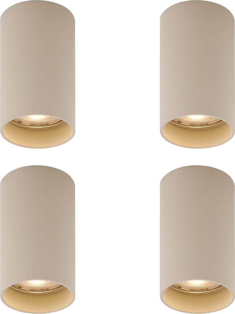 Sada 4 moderných béžových prisadených bodových svetiel GU10 50mm okrúhle - Tuba