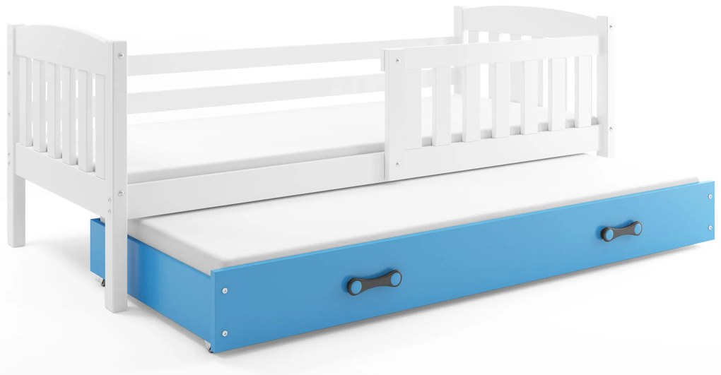 Posteľ s prístelkou KUBO 2 190x90 biela - modrá