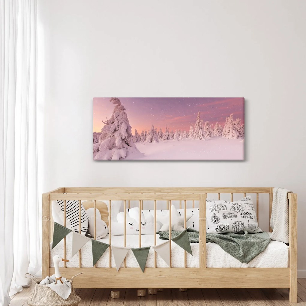 Obraz - Stromy pod snehovou prikrývkou (120x50 cm)