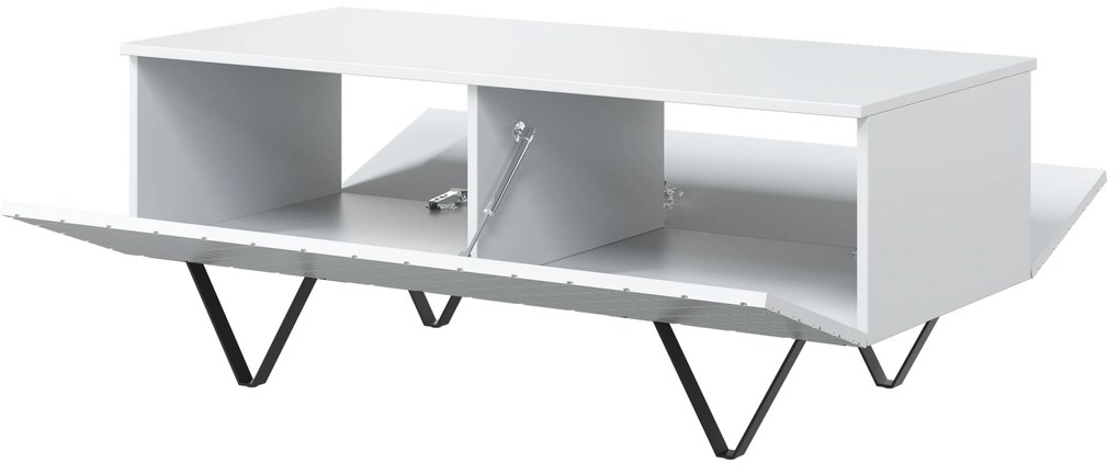 Konferenčný stolík Scalia 120x55 s úl. priestorom - biely mat / čierna - Limitovaná ponuka