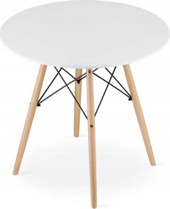 Jedálenská zostava TODI 80cm okrúhly stolový set biely a 2 stoličky MARK biele + 2 stoličky MARK biele  ZADARMO