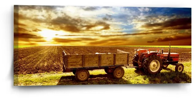 Sablio Obraz Traktor s prívesom - 110x50 cm