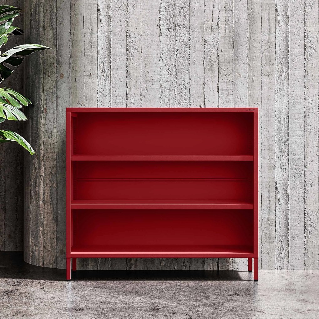 Nízky policový regál LUCA, 1000 x 900 x 350 mm, Modern: červená farba