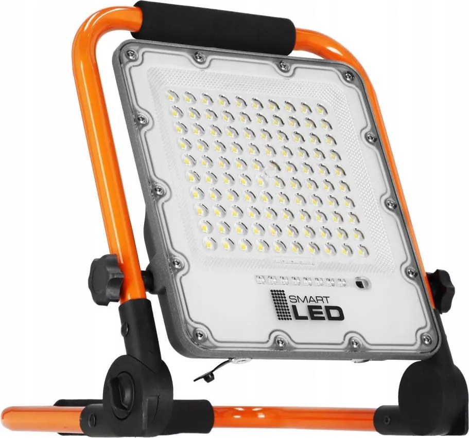 Nabíjateľný LED reflektor so stojanom, 50 W, 3,2 V, 4500 K, 5000 mAh, IP65, oranžový