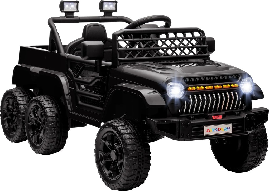 AIYAPLAY Elektrické auto pre deti, Detská elektrická buggy, 4x4 a 2x2 režimy, s 2.4Ghz diaľkovým ovládaním, 2 x 12V motory, 3 rychlosti, zadný príves,