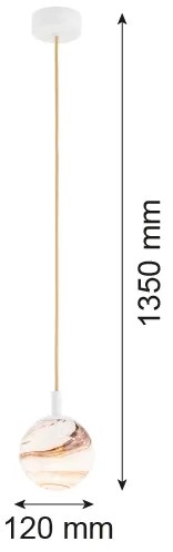 Argon 8451 - Luster na lanku ALMIROS 1xE14/7W/230V pr. 12 cm alabaster biela/zlatá