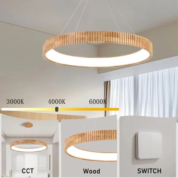 Brilagi - LED lestenec na jeklenem kablu FALCON WOOD MODERN LED/60W/230V Ø 80 cm les