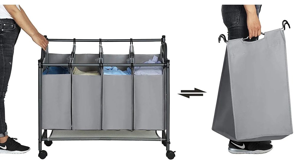Kôš na bielizeň GERARD 4 x 35 L sivý