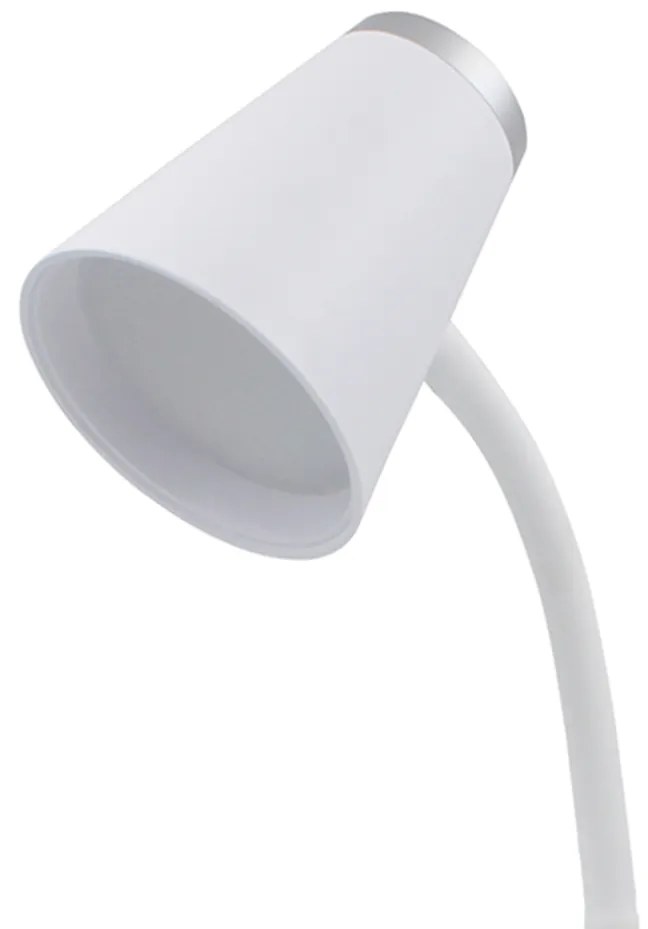 Stolná lampa Chico, 1x biele/chrómové PVC tienidlo, w