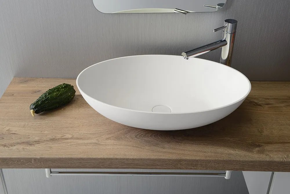 Sapho Sapho, THIN oválne umývadlo 600x400x112mm, na dosku, matná biela, WN213