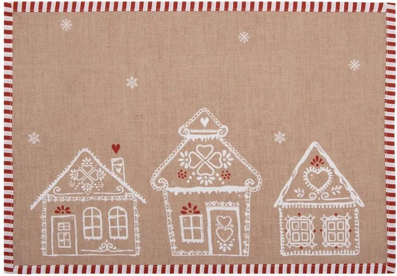6ks hnedé prestieranie s perníkovými chalúpkami Gingerbread Bliss - 48*33 cm