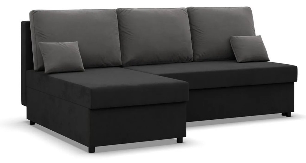 Rohová rozkladacia sedacia súprava DELI Čierna/sivá