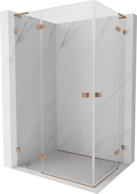 Mexen Lunar, L Duo výklopný sprchový kút 85 x 80 cm, 8mm číre sklo, profil medená matná, 834L-085-080P-65-00