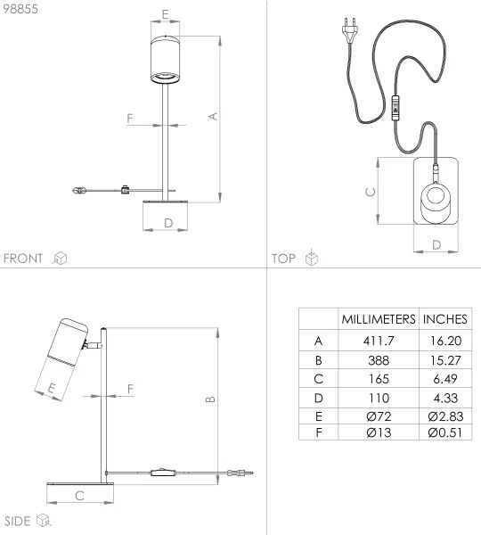 Eglo 98855 - LED Stolná lampa CEPPINO 1xGU10/4,5W/230V čierna