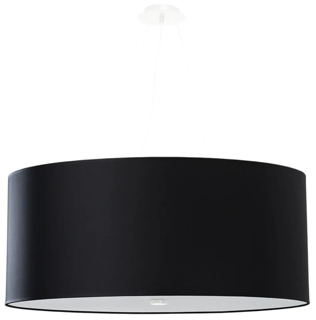Závesné svietidlo Otto, 1x čierne textilné tienidlo, (biele sklo), (fi 70 cm)