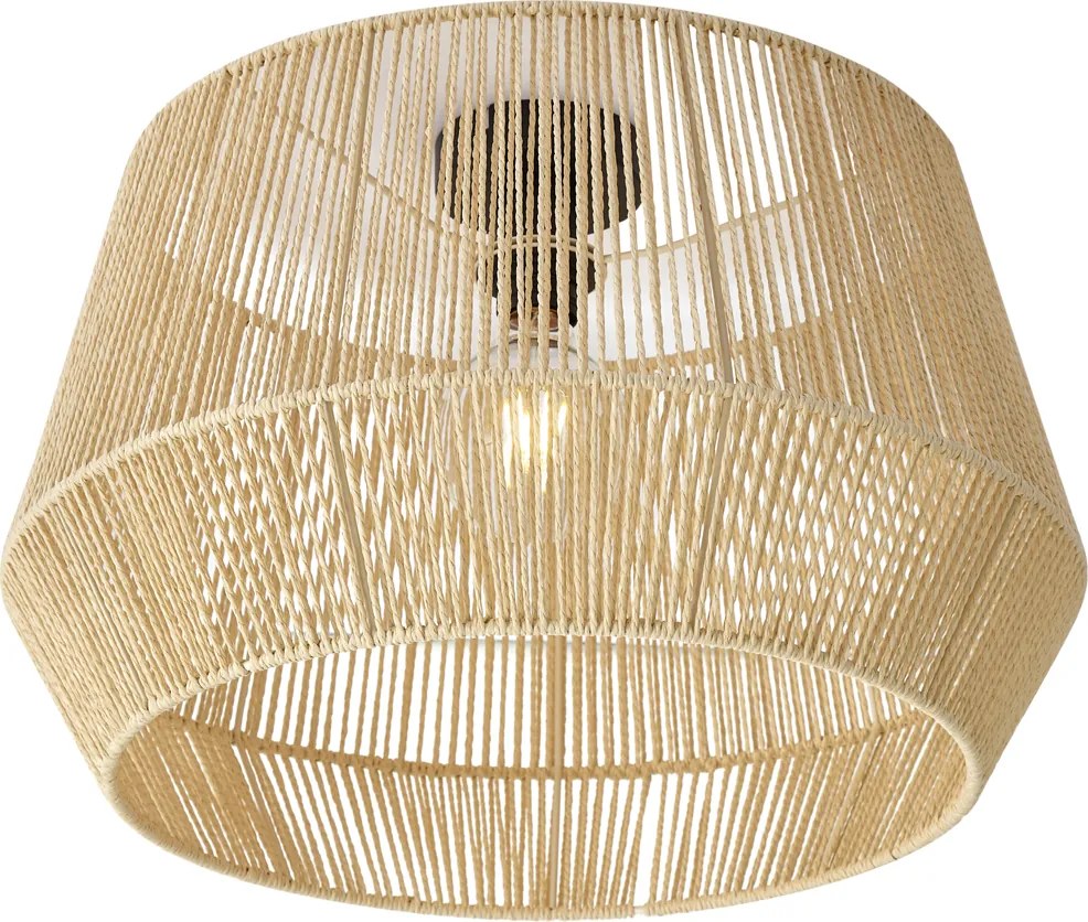Stropná lampa čierna s béžovým lanovým tienidlom 50/50/30 - Cyl