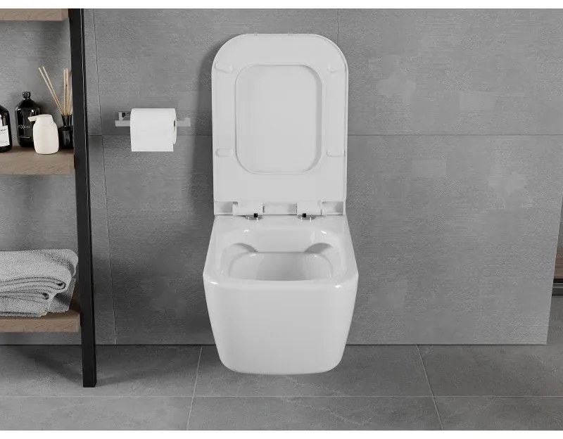 Mexen ELIS Rimless misa závesná so sedátkom voľne-padajúcim, 52 x 34,5 cm, biela, 30910700