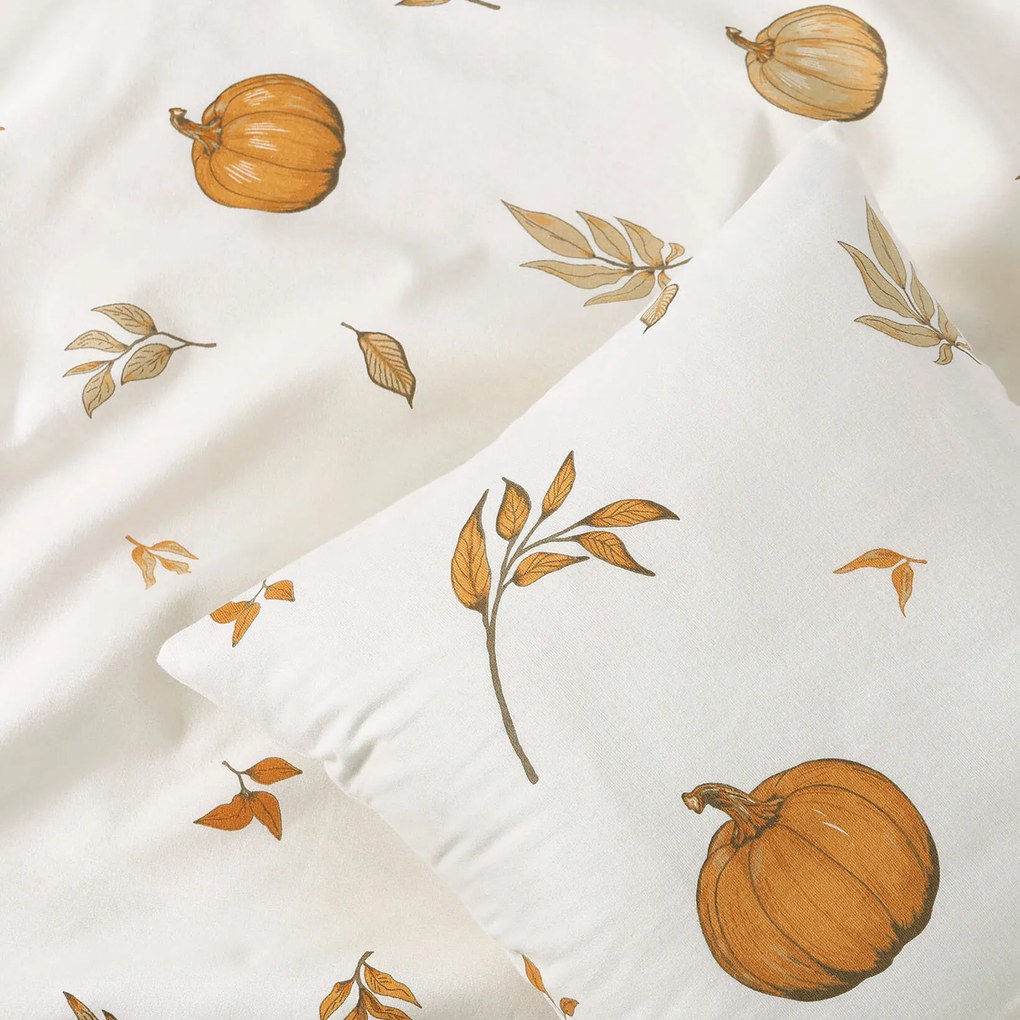 Goldea flanelová obliečka na vankúš - jesenné tekvice a lístky 40 x 40 cm