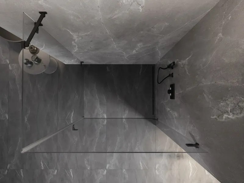 Mexen Lunar-B pravostranný výklopný sprchový kút 85 x 70 cm, číre sklo, čierna matná, 832-085-070-70-00-P