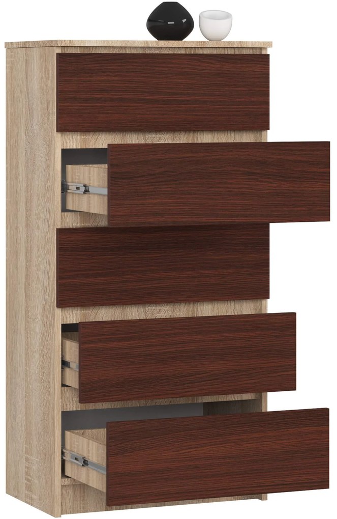 Komoda Kuba 60 cm - 5 zásuviek dub sonoma/wenge