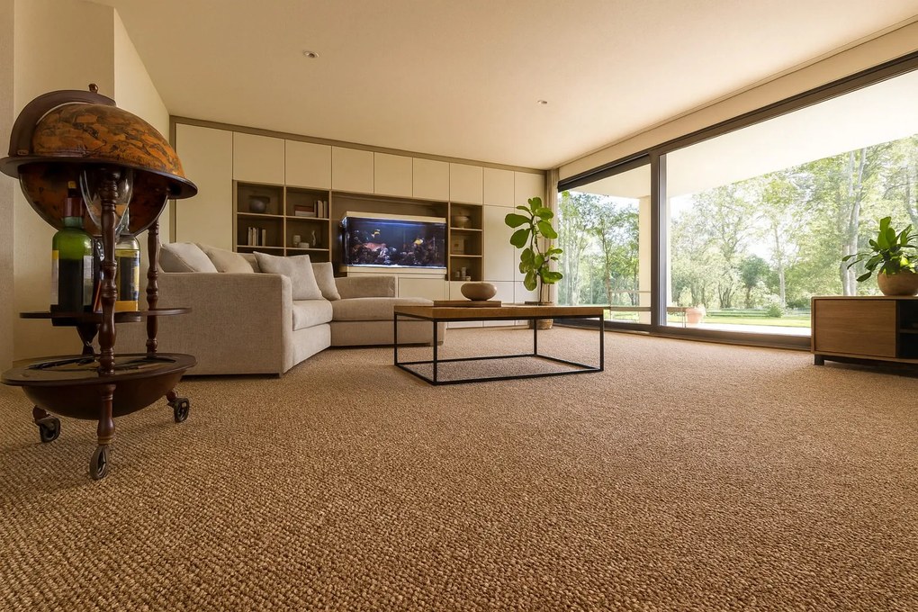 Timzo, Koberec metráž Orion 9259, na mieru, šíře 4m,5m, hnedá, filc, chodba / predsieň