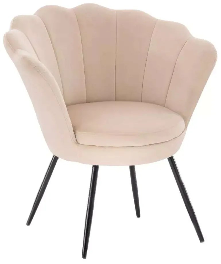 LuxuryForm DESIGN Kreslo FREY VELUR s čiernymi nohami - krémové