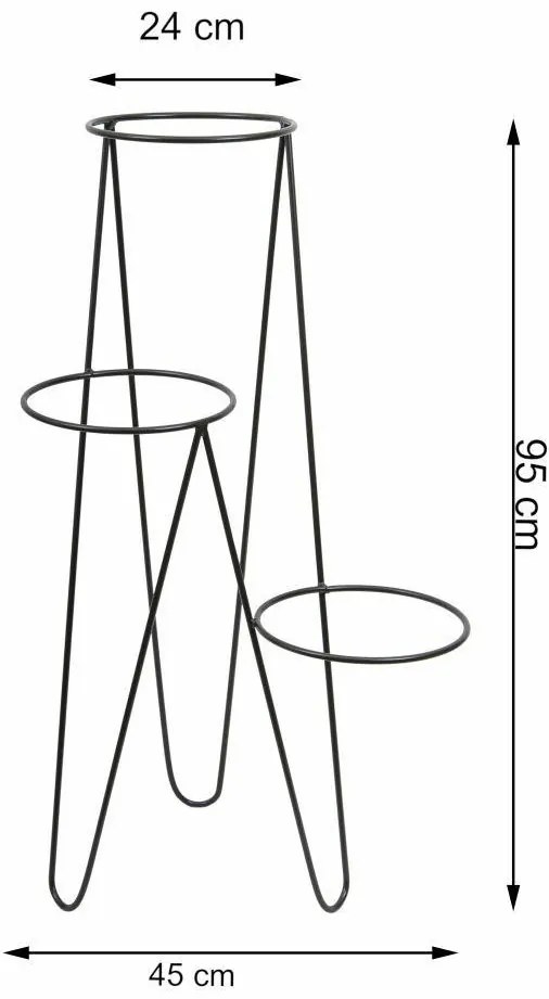 Stojan na kvety Garry 95 cm čierny