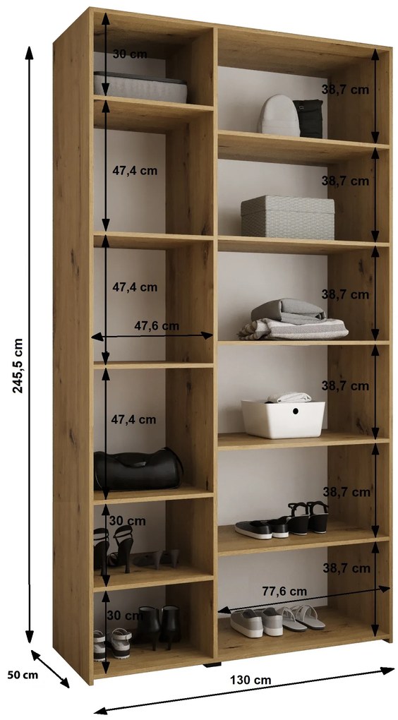 Šatníková skriňa 130 cm Carmela 50-2 (biela + zlatá). Akcia -20%. Vlastná spoľahlivá doprava až k Vám domov. 1126734